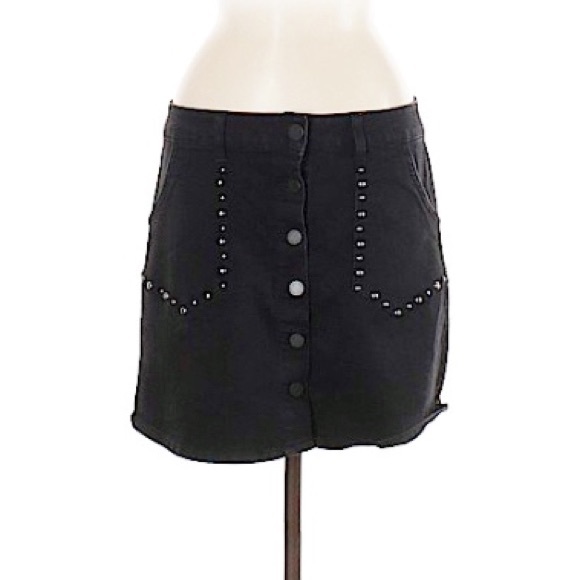 Jolt black denim studded high waist skirt - Picture 9 of 13